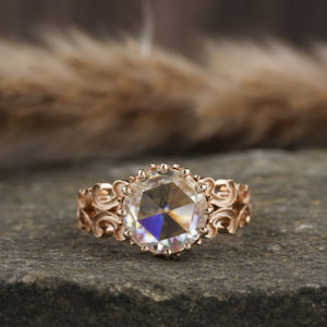 Anillo de compromiso de diamante de corte redondo de cabujón cultivado en laboratorio, anillo de regalo de estilo Vintage lujoso con certificado IGI de oro macizo de 14K para mujer - Product Image 2