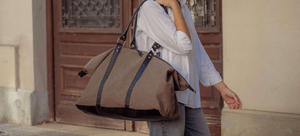 Sac polochon de mode de sac de voyage en toile en cuir durable pour le week-end et la nuit avec poignées en cuir LCTB-0129 - Product Image 5