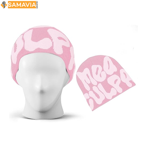 Gorro de Jacquard con letras de invierno, gorro de punto personalizado, gorros de calle de moda cálida OEM Unisex para marcas al por mayor - Product Image 2