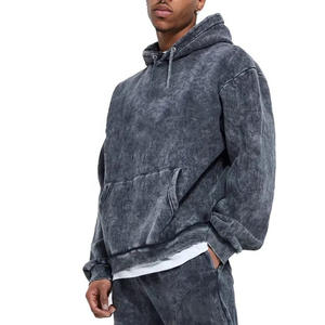 Envío rápido, chándal de lavado ácido para hombre, pulóver y pantalones de chándal, chándal de algodón orgánico 100%, Pida ahora - Product Image 3