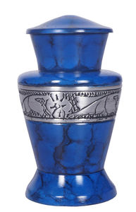 Small Urn Blue Finish Human Durable Quality Lightweight Urn Classic Style Metal Funeral Urn for Ashes for <b>Memorial</b> Urn - Product Image 5