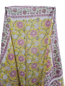 Pareo Sarong Floral con Estampado a Mano Sanganeri, Algodón Hecho a Mano, Talla Única - 44 pulgadas X 72 pulgadas - Product Image 4