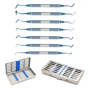 Blue Color Cleaning Filling Teeth Equipments Composite Dental Instrument Kit 7pcs Composite Filling Dental Stainless Steel Tools