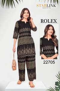 Elegant Modern CO-ORD Collection Heavy Rayon Designer Print Fabric <b>Top</b> Bottom Indian Pakistani Clothing Rayon Apparel for Adults - Product Image 4