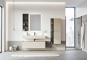 Mueble de baño moderno Levanta con lavabo de cerámica y módulos abiertos - Product Image 2