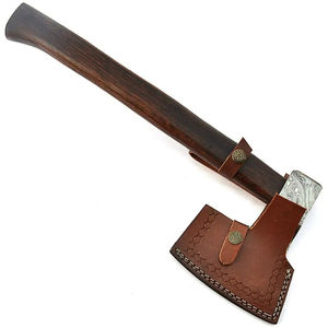 Hacha de Acero de Damasco Burraq Personalizada de 19.5 Pulgadas, Hacha de Mano con Mango de Madera de Palisandro y Funda de Cuero, Regalo para Papá, Hecho a Mano - Product Image 2