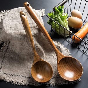 Cucharón de madera de 2 piezas para cucharas de cocina-Cuchara de cocina de 14 pulgadas de largo y las mejores cucharas de madera de 11 pulgadas para servir profundamente grande - Product Image 2