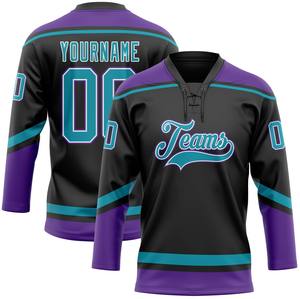 Jersey de Hockey sobre Hielo con Cuello de Encaje OEM, Fabricante de Marca Privada, Uniforme de Hockey sobre Hielo Sublimado con Cuello de Encaje, Ropa Deportiva Personalizada para Equipos - Product Image 5