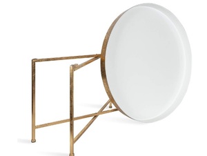 Modern Glam <b>Round</b> Metal Coffee <b>Table</b> 28.25" x 28.25" x 19" <b>White</b> and Gold Handmade Best Quality <b>Table</b> - Product Image 3