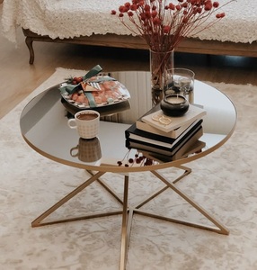 Polished stainless steel metal coffee <b>table</b> with reflective surface providing a clean modern look for high-<b>end</b> home styling - Product Image 3