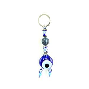 DAFNI BIG PAZAR Porte-clés mousqueton avec perle œil porte-bonheur - Forme 3D en métal tendance avec embouts émaillés uniques et impression en relief - Product Image 3