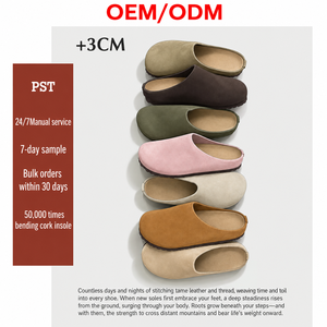 Mules décontractées en cuir de vache véritable de qualité supérieure avec boucle réglable, bout fermé et semelle en liège, pour hommes et femmes, vente en gros - Product Image 4