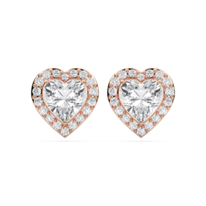 Timeless 2.50 Carat Moissanite <b>Heart</b> Cut & Halo Round Diamond <b>Stud</b> <b>Earrings</b> Solid Gold & Sterling <b>Silver</b> for Women - Product Image 6