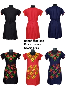 Vestido largo de verano sólido mexicano Ropa de fiesta de moda lavable ecológica - Product Image 6