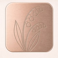Étiquette autocollante en alliage d'aluminium carrée arrondie pour parfum, décalcomanie métallique auto-adhésive, or rose brossé gravé, emballage Lys du Vallon