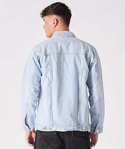 แจ็กเก็ตยีนส์สำหรับผู้ชายเสื้อคลุมยีนส์สีน้ำเงินสไตล์สตรีทแวร์สไตล์วินเทจแจ็กเก็ตเดนิมขายส่งสำหรับแบรนด์ - Product Image 3