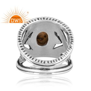 Hot Selling Oxidized Sterling Silver Natural Labradorite Gemstone <b>Split</b> Band <b>Ring</b> Custom Jewelry Manufacturer - Product Image 4