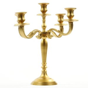 Candélabre à 5 bras en aluminium de qualité supérieure, finition cuivre antique, pour mariage, décoration de table, décoration d'église - Product Image 3