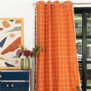 100% Puerta de algodón/cortina de ventana ojal superior Blackout alto sombreado diseños personalizables fabricante directo entrega rápida - Product Image 1