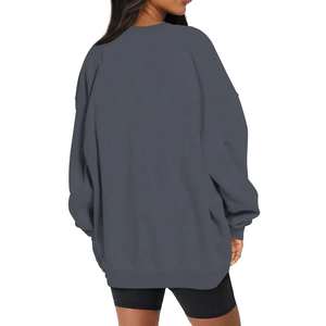 OEM Oversized French Terry Women's Sweatshirt Custom 3D Embroidery <b>Sports</b> Crewneck Baggy <b>Jumper</b> for Women - Product Image 3