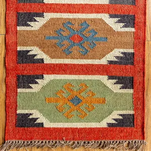 Tapis en laine et jute fait à la main Kilim Dhurrie tapis traditionnel indien tapis de jute en laine tapis bohème tissé à la main