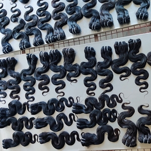 ส่วนขยายของ100% สำหรับผู้หญิงผมหยิกเป็นลอนคลื่นลึกแบบคู่สีดำธรรมชาติแบบอินเดีย - Product Image 2