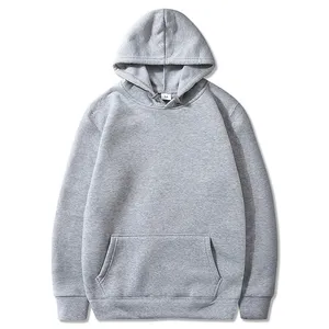 Sudadera con capucha popular de fábrica de ropa para hombre Sudaderas con capucha de felpa de lana en blanco Sudadera negra Sin cuerda