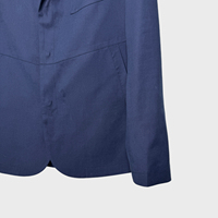 Jaket Blazer pria 2025 biru tua, mantel layanan OEM ramping musim semi penutup kancing tertutup gaya sederhana