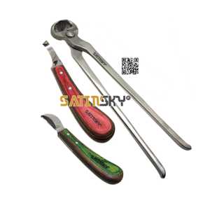 Pince à sabots de maréchal-ferrant demi-ronde 12 pouces et 2 couteaux à sabots manuels en acier inoxydable de qualité supérieure certifiée CE, emballage personnalisé - Product Image 1