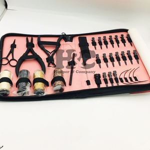 Herramientas para el cabello: Alicates de acero inoxidable de grado quirúrgico de color personalizado para extensiones de cabello, tijeras de microperlas y peine para uso comercial. - Product Image 1