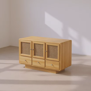 100% Buffet en rotin minimaliste de haute qualité en bois massif pour meubles d'intérieur et de salle à manger - Product Image 1