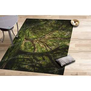 Tapis imprimé paysage d'ancien bois : lavable en machine, décoration de sol de style campagnard, tapis en chenille - Product Image 3