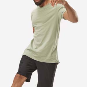 Camiseta de gimnasio de alta calidad Crew Fitness impresa a granel blanco deportes OEM manga raglán cuello falso Fitness Wear camiseta para hombres - Product Image 5