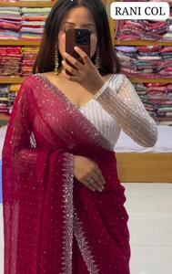 ส่าหรีพันธุ์บอลลีวู้ดจากดีไซเนอร์ชาวอินเดียชุดเซ็ตส่าหรีแบบดั้งเดิมสุดพิเศษเสื้อผ้าปาร์ตี้แฟนซีชุดสำหรับเจ้าสาวเทรนด์ใหม่ล่าสุด - Product Image 5