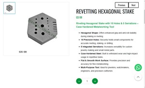 Riveting Hexagonal Stake 15 Holes 5 Serrations Jewelry <b>Tool</b> <b>Case</b> Hardened Steel Goldsmith Hand <b>Tool</b> |Item No GS-08 - Product Image 3