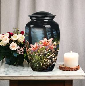 Vibrant Pink Lilies Urn <b>for</b> Human <b>Ashes</b> Decorative Modern Cremation Funeral Custom Memorials Urns - Product Image 4
