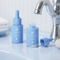 Flacon compte-gouttes en verre bleu mat 30 ml, flacon de sérum doux au toucher pour les soins de la peau Gen-Z, marque privée haut de gamme