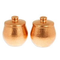 Accessoires de cuisine indiens, pots en cuivre pur avec couvercle, design classique hautement poli, contenants pour sucre, thé, épices, pour cadeaux