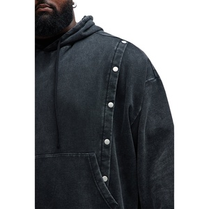 2025 Logo personnalisé lavage à l'acide 450gsm éponge française surdimensionné Streetwear sweats à capuche pour hommes hiver soleil fané cordon coton à capuche - Product Image 4