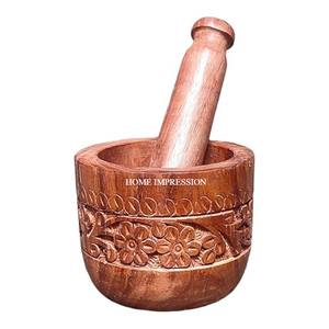 Nouvellement artisanat bois mortier et pilon pour ail poivre broyeur d'herbes cuisine personnalisé Design Antique à bas prix fournitures - Product Image 2