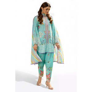 Ensemble 3 pièces imprimé pour la journée, avec manches brodées, pantalon décontracté respirant à taille élastique - OEM/ODM - Product Image 4