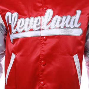 Chaqueta Bomber Casual de Invierno para Hombre, Chaqueta Varsity de Satén con Decoración de Botones, Tela de Satén con Parche Bordado en la Manga - Product Image 4