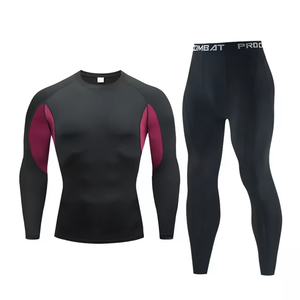 Vêtements de compression pour hommes, manches longues, sous-vêtement de base et legging de compression avec panneau imprimé par sublimation, tenue de sport pour hommes - Product Image 2