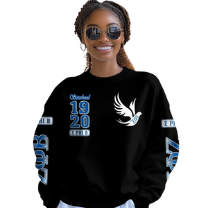 Zeta phi Beta 1920สเวตเตอร์คอกลมของผู้หญิงเสื้อขนแกะปักสีฟ้าแบบสวมหัว - Product Image 4