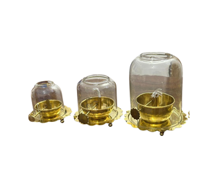 Metal Akhund Jyoti para Diwali y decoración de Pascua Base de hoja Diya con gran calidad a precios al por mayor - Product Image 1