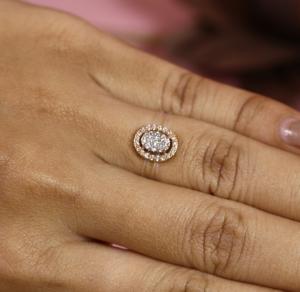 Belle vente en gros pas cher qualité supérieure 14K or rose diamant bague de fiançailles design élégant anniversaire - Product Image 1