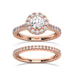 Anillo de compromiso de corte redondo de moissanita de 1,54 quilates con banda a juego, Juego de puntas de diamante en plata para ella - Product Image 4