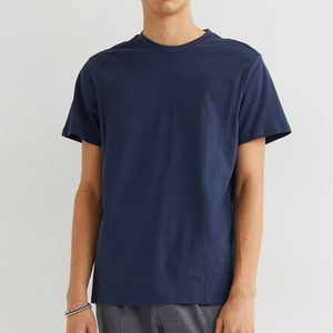 Azul marino para hombre liso cuello redondo nueva camiseta transpirable manga corta personalizada EE. UU. talla L - Product Image 1