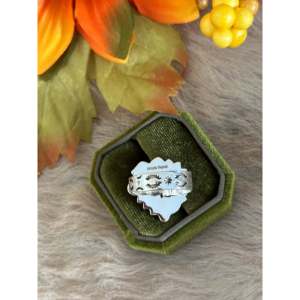 Southwest Handmade Spiny Oyster & Sterling <b>Silver</b> <b>Adjustable</b> Heart <b>Ring</b> Rose Gold Plated Alloy Bezel Set Inlay One Size Gift - Product Image 5