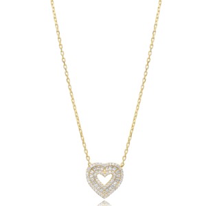 Collar con Colgante de Corazón con Circonitas, Diseño Delicado, Joyería de Plata de Ley 925 Hecha a Mano en Turquía, Venta al Por Mayor - Product Image 1